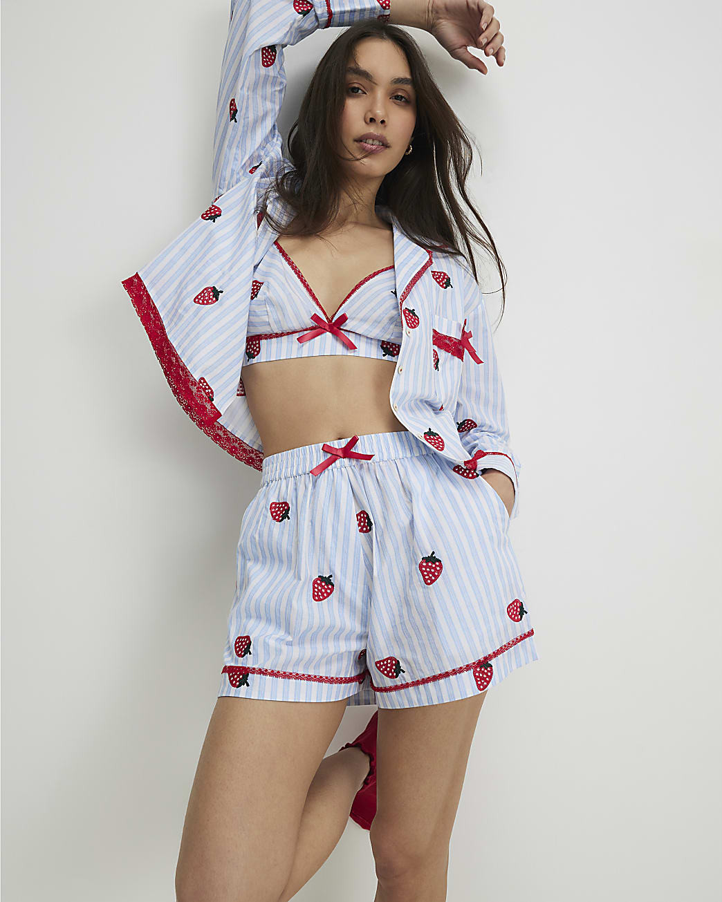 Blue Strawberry Three Piece Loungewear Set | River Island UK & IE