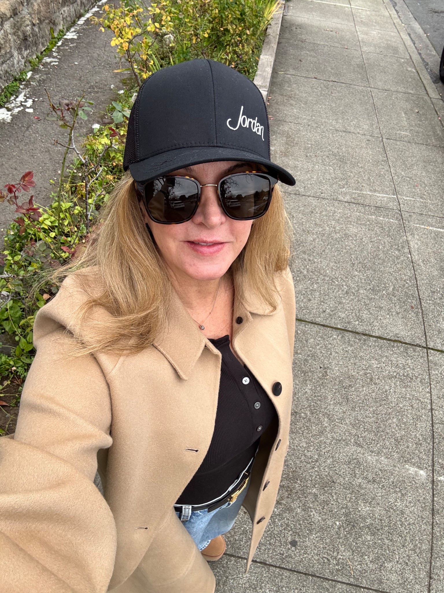 Cool December day in Napa Valley. OOTD cashmere coat by Theory (last year) I'll link similar options paired with black henley and Ugg block heel ankle boots. Casual Travel Outfit. 

#LTKdayinmylife #LTKootd #LTKOver40