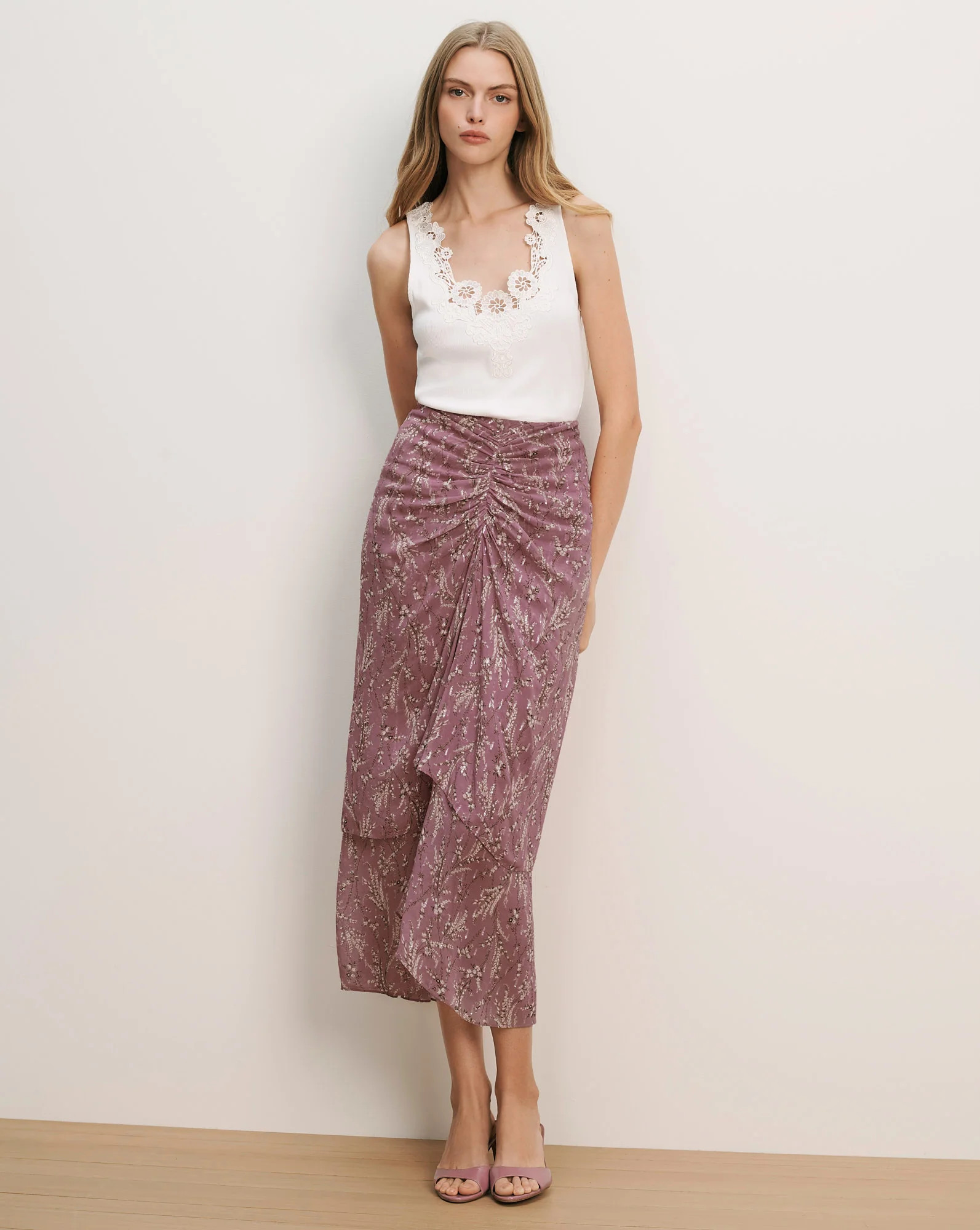Veronica Beard Sira Floral Midi Skirt Orchid Haze Multi | Veronica Beard
