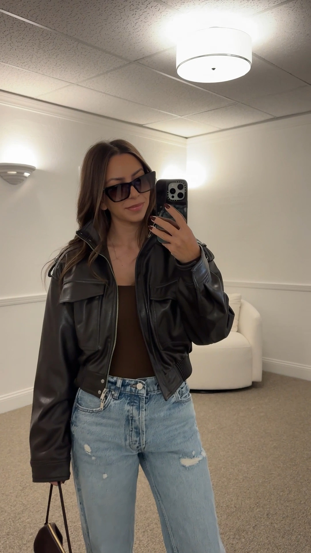Skims bodysuit- small
Anine bing jeans- 26
Dezi sunglasses
Miu Miu brown pouch bag
Zara faux leather jacket (4749/701/832, 4749/801/800)

Cat eye sunglasses, brown sunglasses, tortoise sunglasses, faux leather jacket, funnel neck jacket, coffee date, casual outfit, petite, petite jeans

#LTKSeasonal #LTKdayinmylife #LTKPetite #LTKootd #LTKPetite #LTKSeasonal