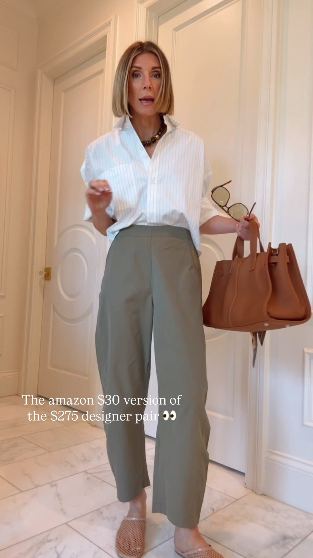 Such a great pair of pants from Amazon! I'm wearing size small. Fits tts