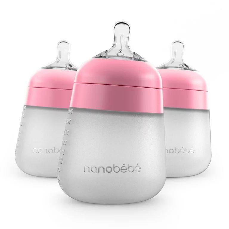 Nanobebe Pink 9oz Anti-Colic Flexy Silicone Baby Bottles | 3 Pack | Walmart (US)