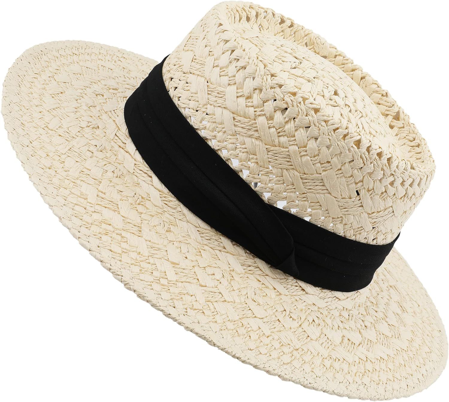 Pro Celia Straw Women Fedora Sun Beach Wide Brim Hat | Amazon (US)