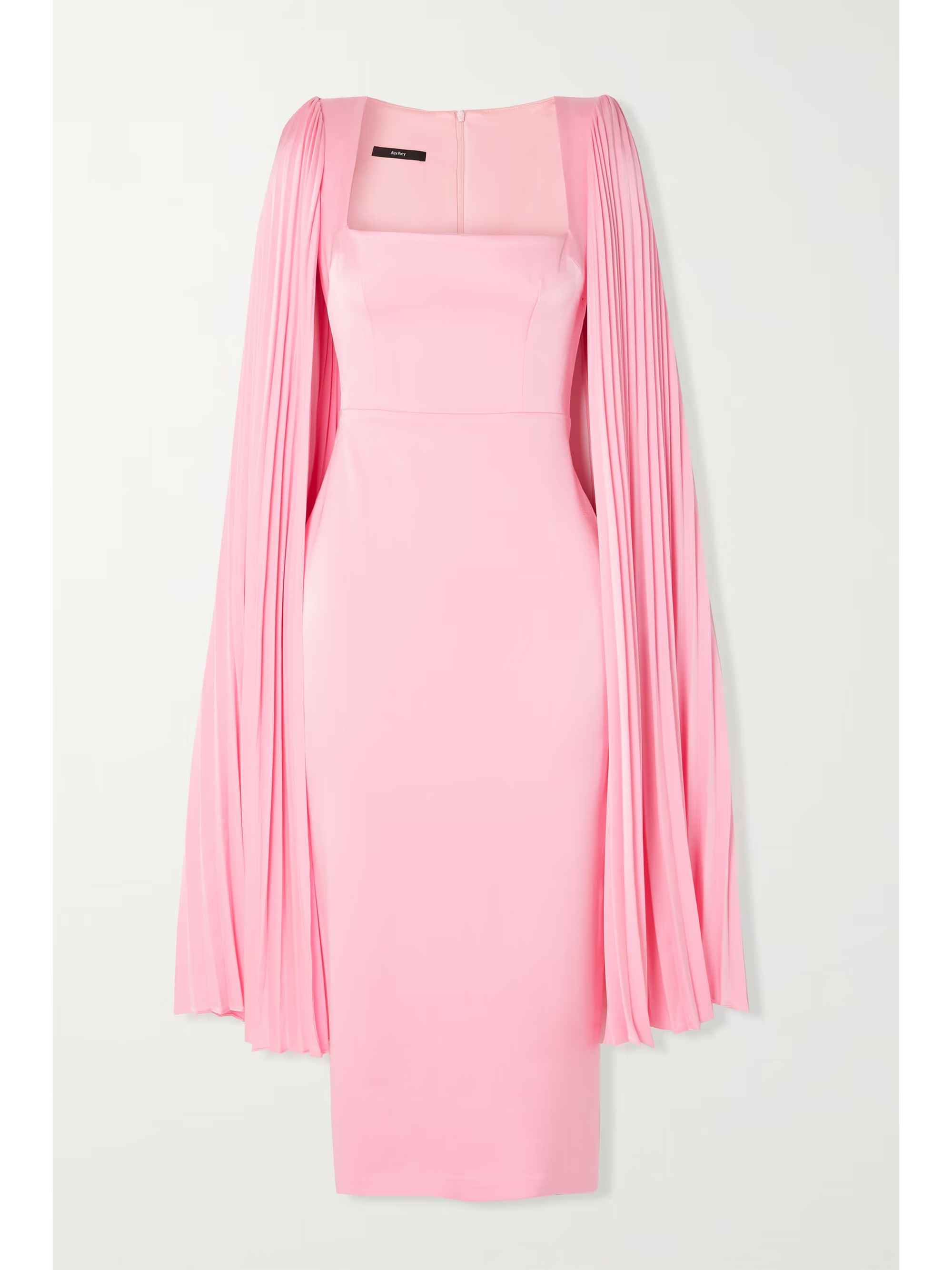 Pink Veronika cape-effect pleated satin-crepe midi dress | ALEX PERRY | NET-A-PORTER | NET-A-PORTER (US)