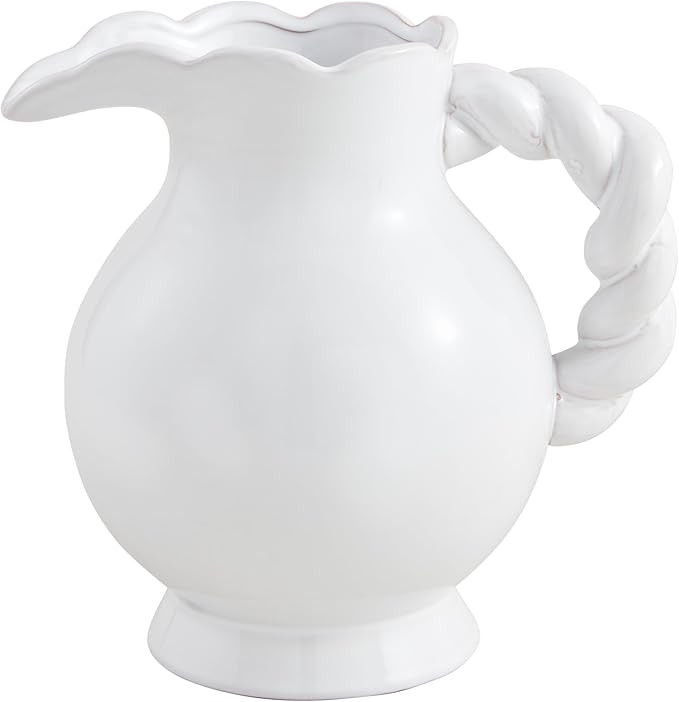 Mud Pie 70 oz Twisted Handle Ceramic Pitcher, White | Amazon (US)