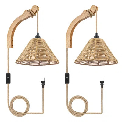 Alexandreia Rattan Plug-in Armed Sconce | Wayfair North America