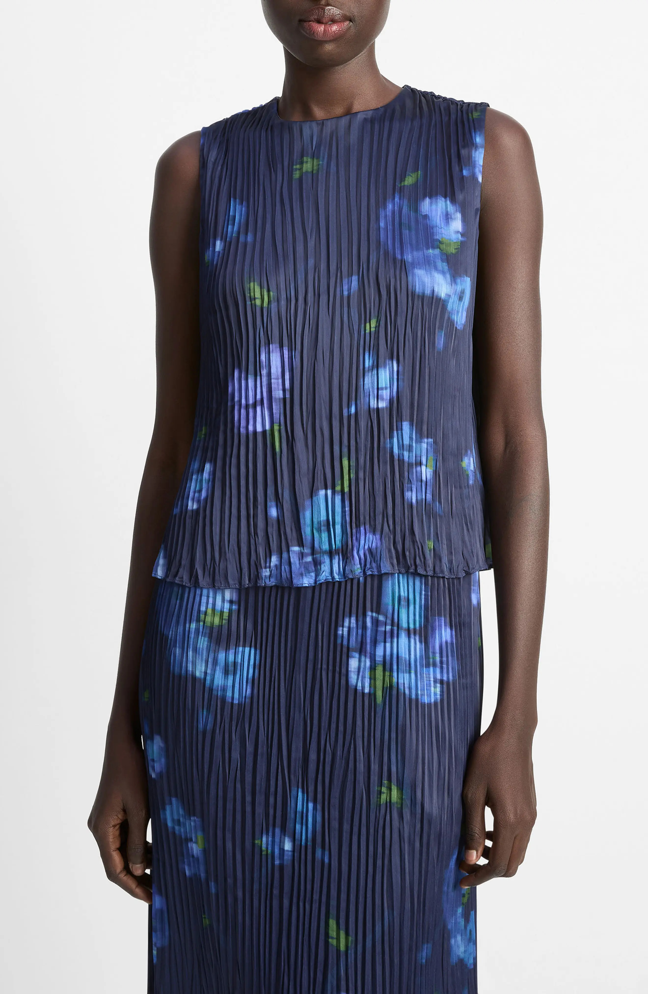 Vince Poppy Blur Crushed Pleated Sleeveless Top (Women) | Nordstromrack | Nordstrom Rack