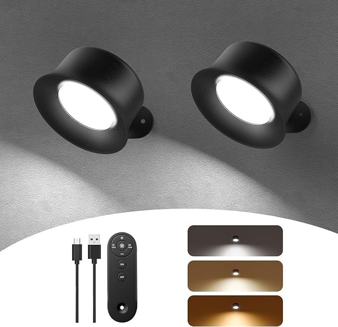 Wall Lights,LED Wall Sconces Set of 2 with 3200mAh Rechargeable Battery 3 Color Temperatures and ... | Amazon (CA)