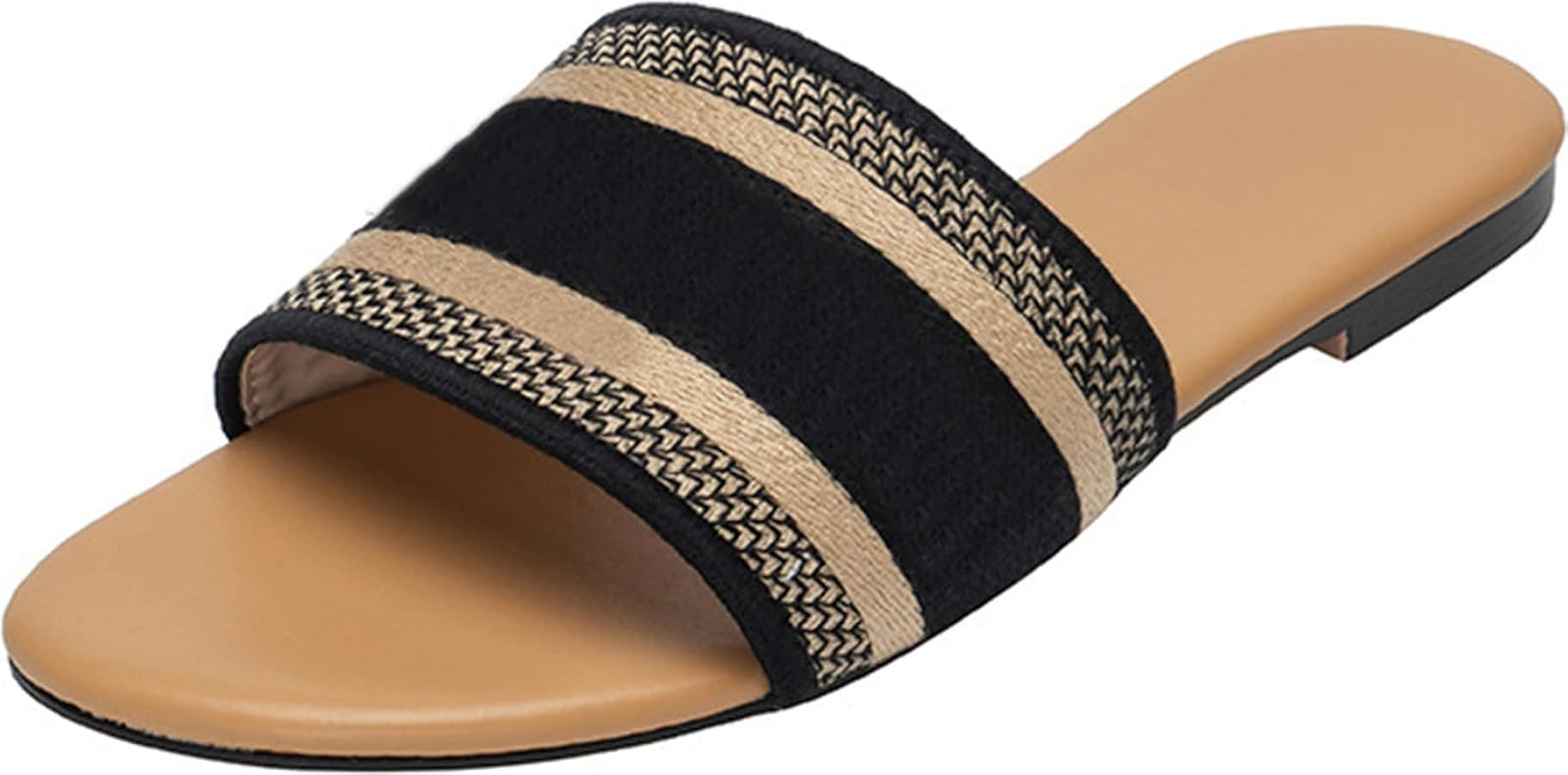 Women's Embroidered Band Sandals Open Toe Flat Sandals Summer Shoes | Amazon (US)