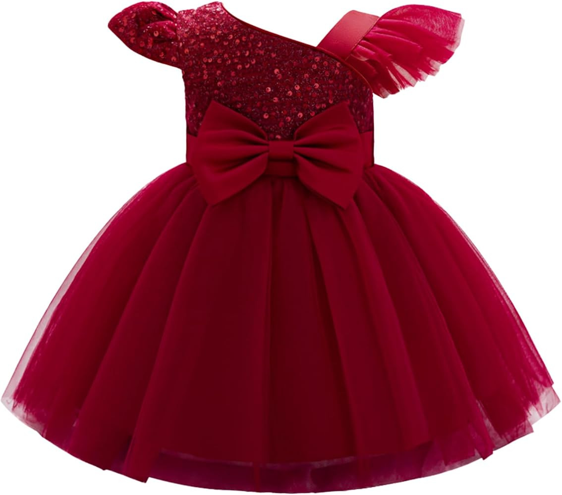 FYMNSI Toddler Baby Flower Birthday Dress Girls Sequins Ruffle Tulle Tutu Dresses Princess Formal... | Amazon (US)