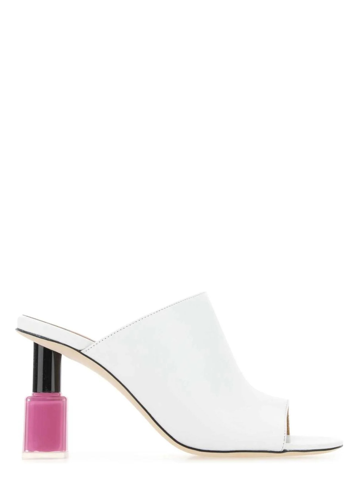 Loewe Women's Leather Nail Polish Mules in White | Size 38 | L815379X69 Color WHITEPINK | LOZURI