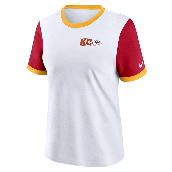 Women's Kansas City Chiefs Nike Rewind Ringer T-Shirt 2XLarge White | Scheels