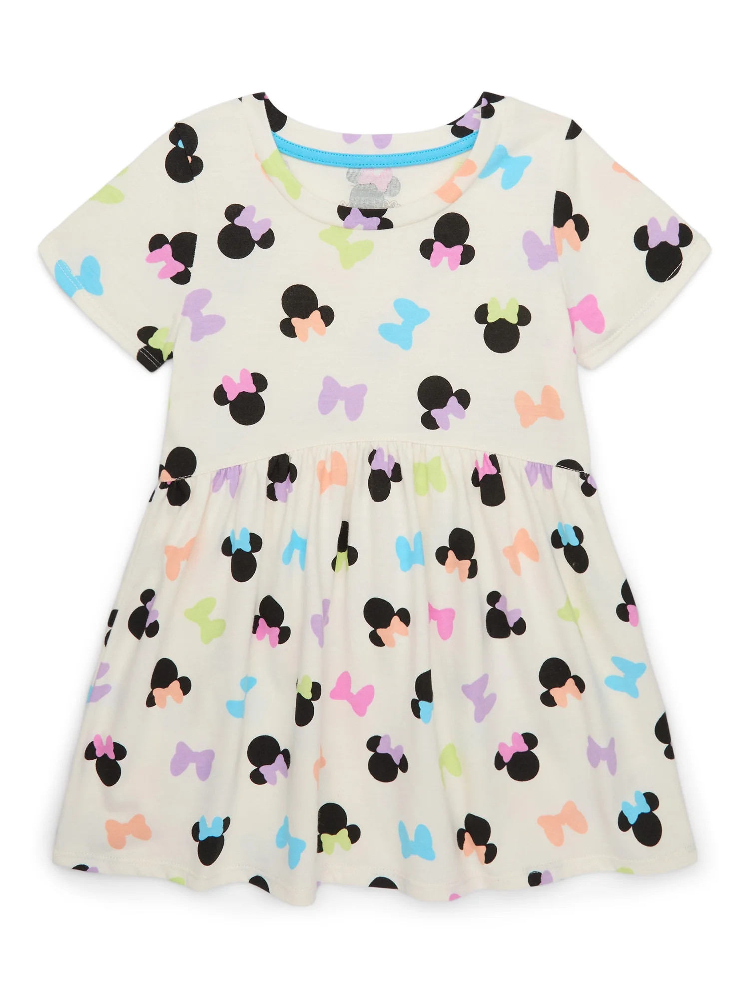 Minnie Mouse Toddler Girl Allover Print Dress with Short Sleeves, Sizes 12M-5T | Walmart (US)