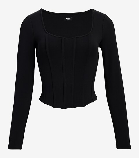 Body Contour Matte Long Sleeve Corset Top | Express