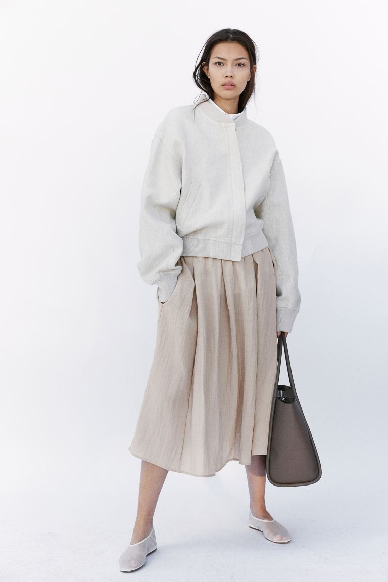 Pleated Skirt - High waist - Midi - Light beige - Ladies | H&M US | H&M (US + CA)