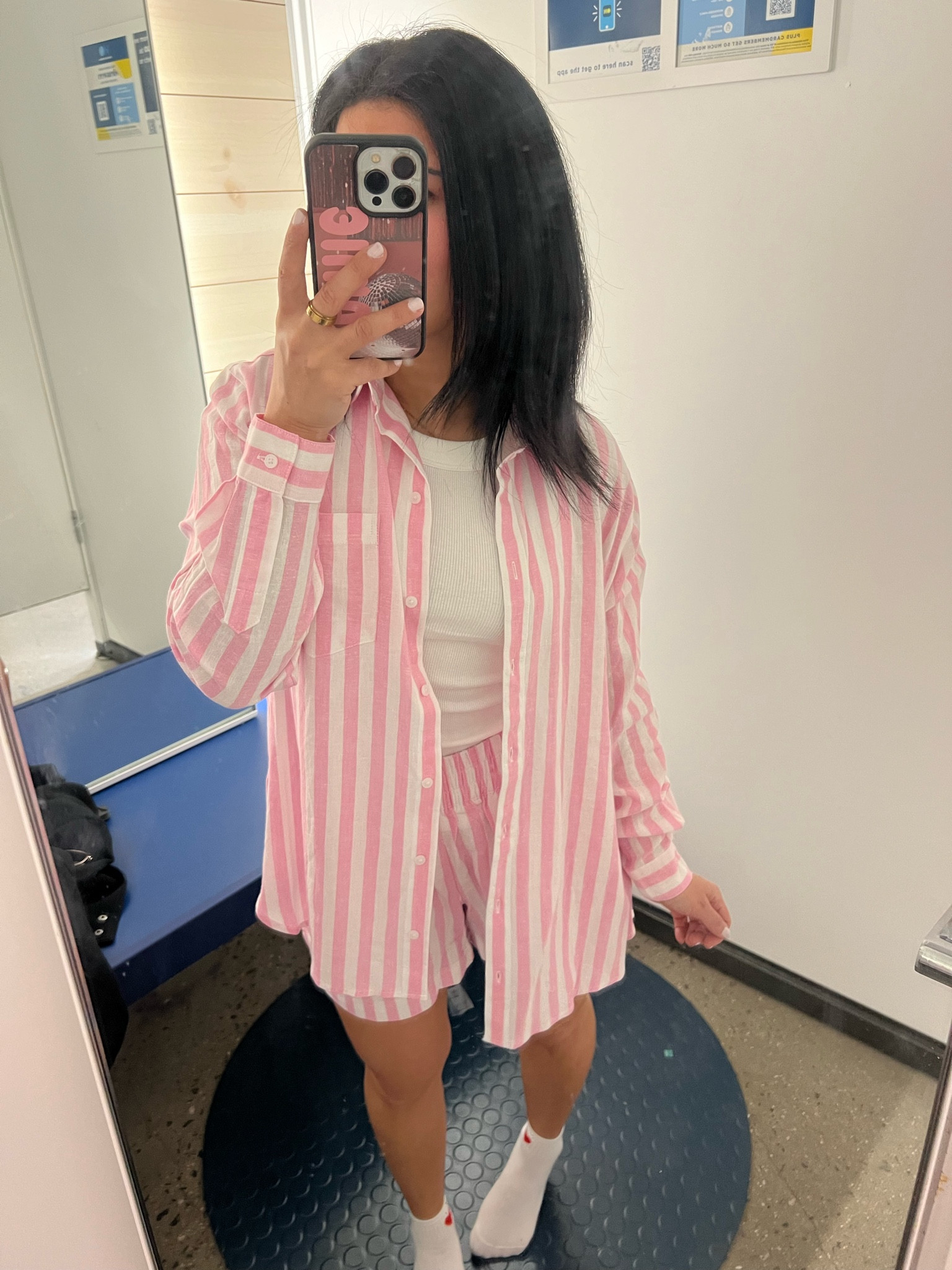 Old navy striped button down and shorts - runs true to size, slightly big. 40% off this weekend! 

#LTKfindsunder50 #LTKsalealert #LTKfindsunder100