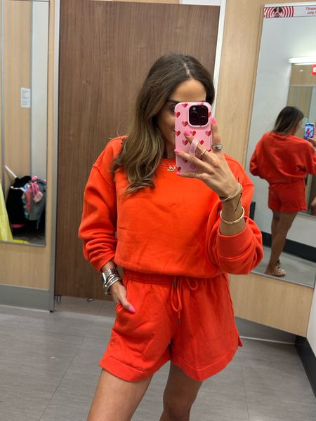Orange matching sweatshirt short set target size Xs 

#LTKSaleAlert #LTKFindsUnder100 #LTKFindsUnder50
