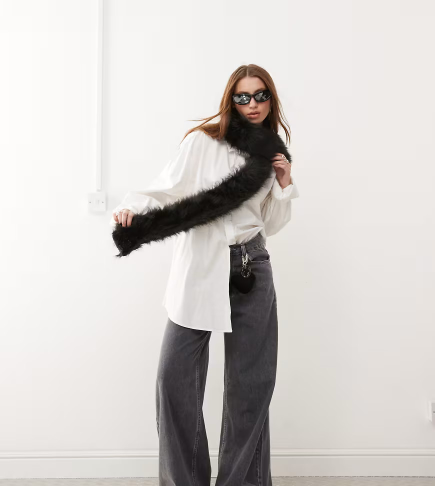 Collusion - Écharpe mi-lourde en fausse fourrure - Noir | ASOS (Global)