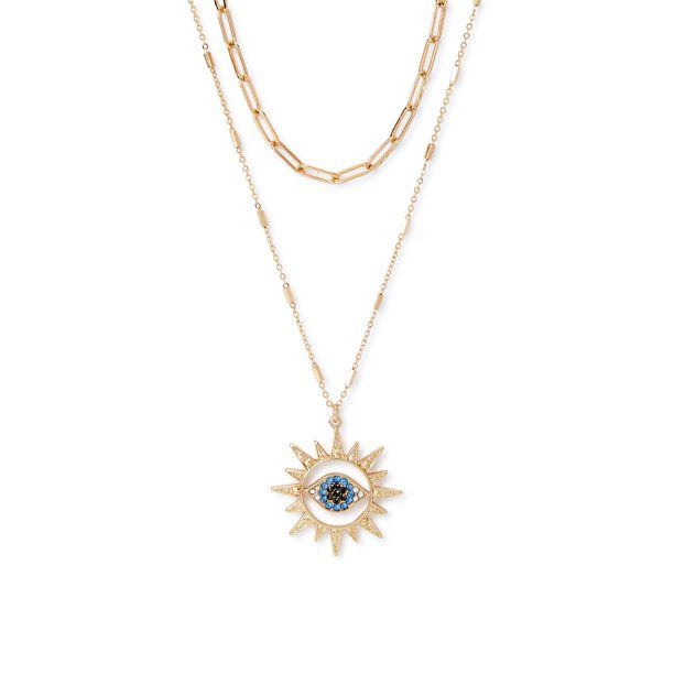 Sofia Jewelry by Sofia Vergara Women's Gold-Tone Multi Stone Evil Eye Pendatnt Necklace - Walmart... | Walmart (US)