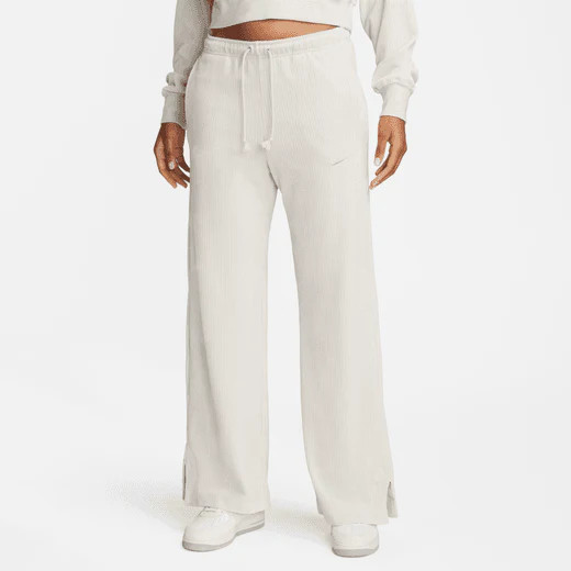Velour Wide Leg Pant Light Orewood Brown | Blue & Cream