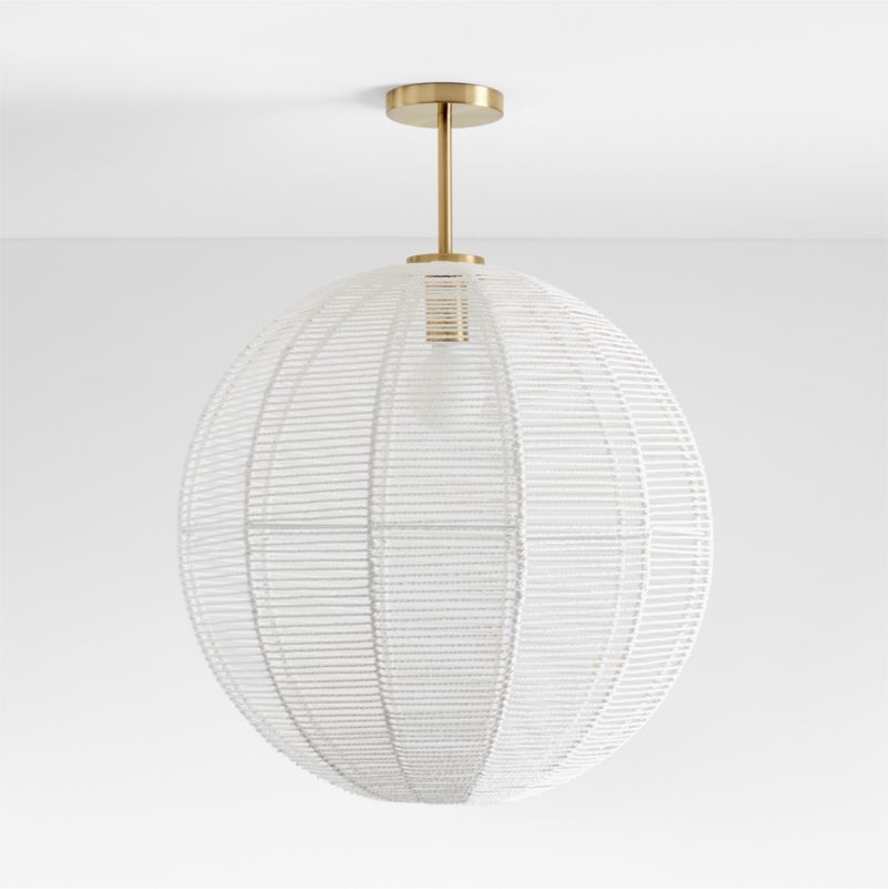 Ivory Woven Rope Sphere 22" Kids Semi-Flush Mount Light Fixture + Reviews | Crate & Kids | Crate & Barrel