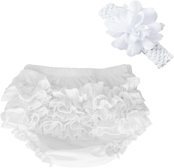 muyan Baby Girl's Cotton Shorts Cover Bloomers Shorts+Headband in Set | Amazon (US)
