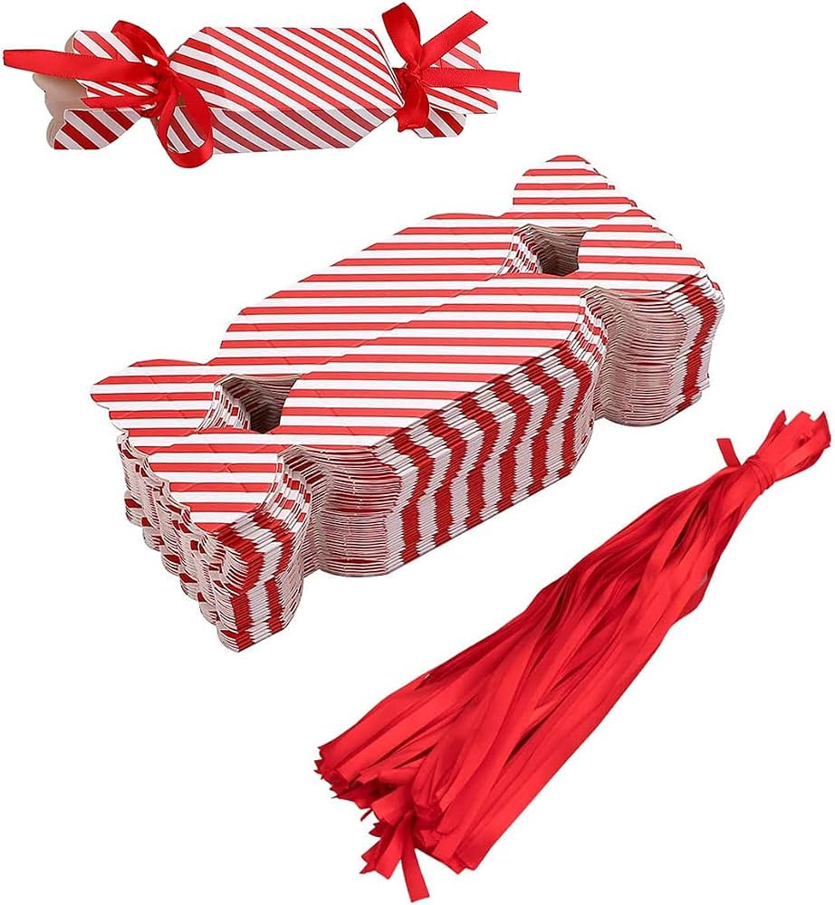 DARENYI 50 Pcs Christmas Candy Boxes Empty Treat Boxes with Ribbon Red Small Candy Boxes for Swee... | Amazon (US)