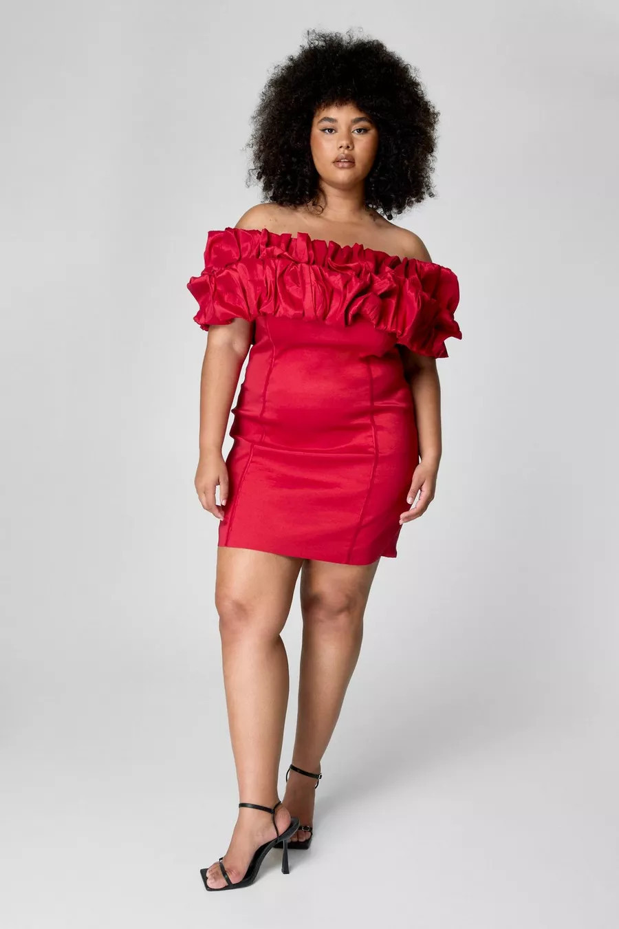 Plus Taffeta Ruched Bardot Mini Dress | Nasty Gal US