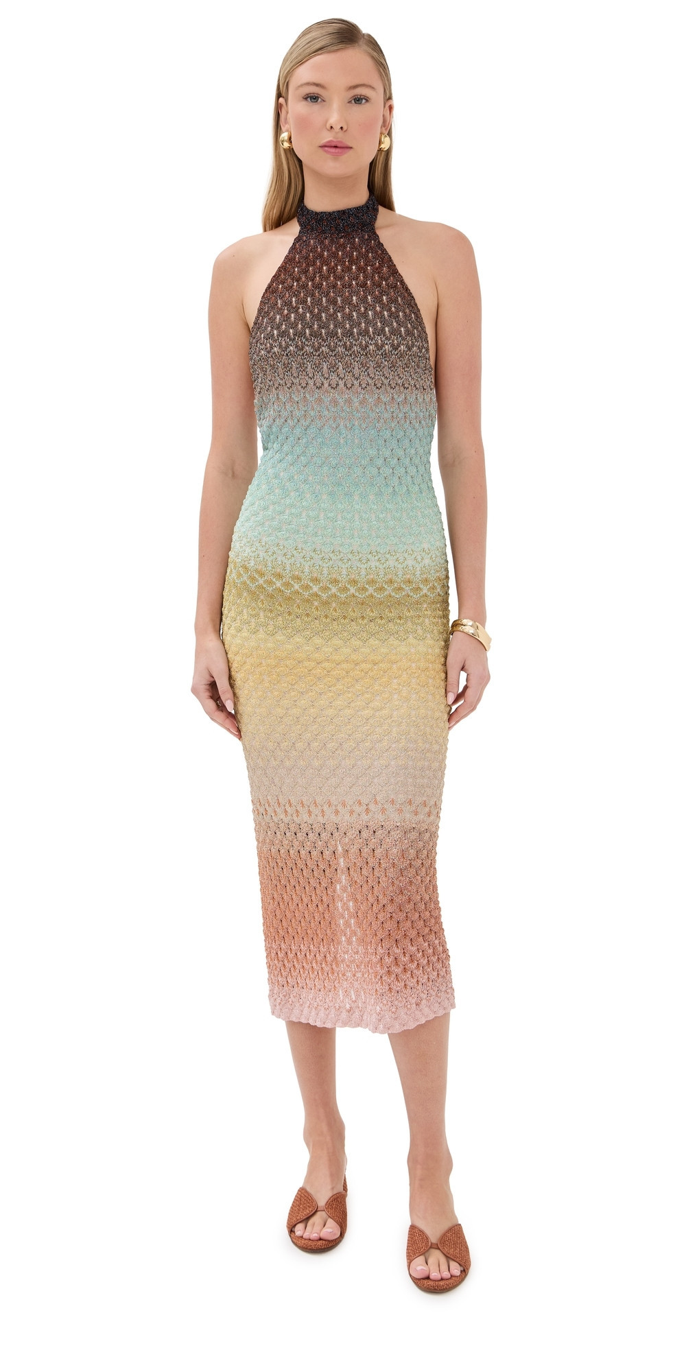 Missoni Long Dress Multi Brown/Green/Light Blue 38 | Shopbop