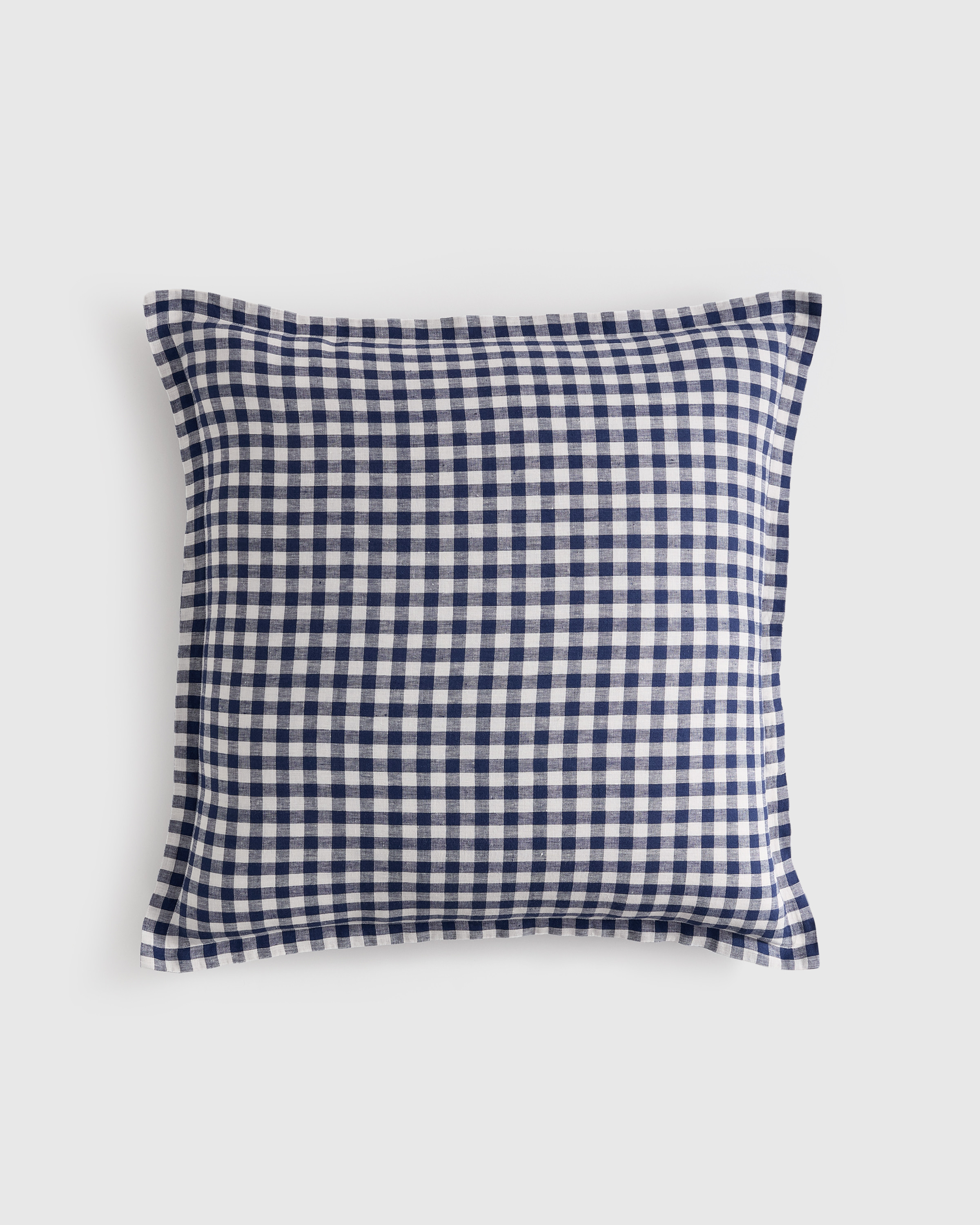 Quince | European Linen Gingham Euro Sham in Navy, Size Euro | Quince