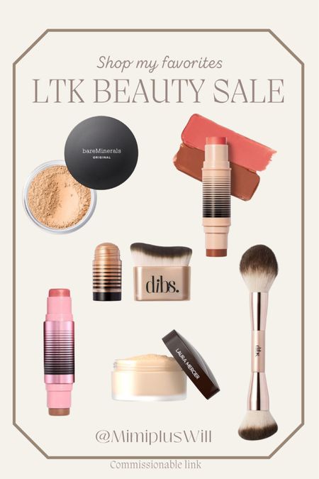 The LTK Beauty Sale is ending soon! Shop with the in-code app for up to 25% off! 

Bare minerals powder foundation color: medium beige
Laura Mercier translucent setting powder
DIBS status stick color: gold life road
DIBS glowtour duo color: starlit
Dibs duo stick: 4
The best powder + cream brush!!

—
Summer glow, bronzer, blush, powder, foundation, makeup tools, makeup brush

#LTKSaleAlert #LTKFindsUnder50 #LTKBeauty