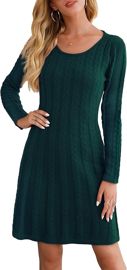 Neitooh Strickkleider Damen Pulloverkleid Elegante Pullover Rundkragen Winterkleid Casual Langarm... | Amazon (DE)