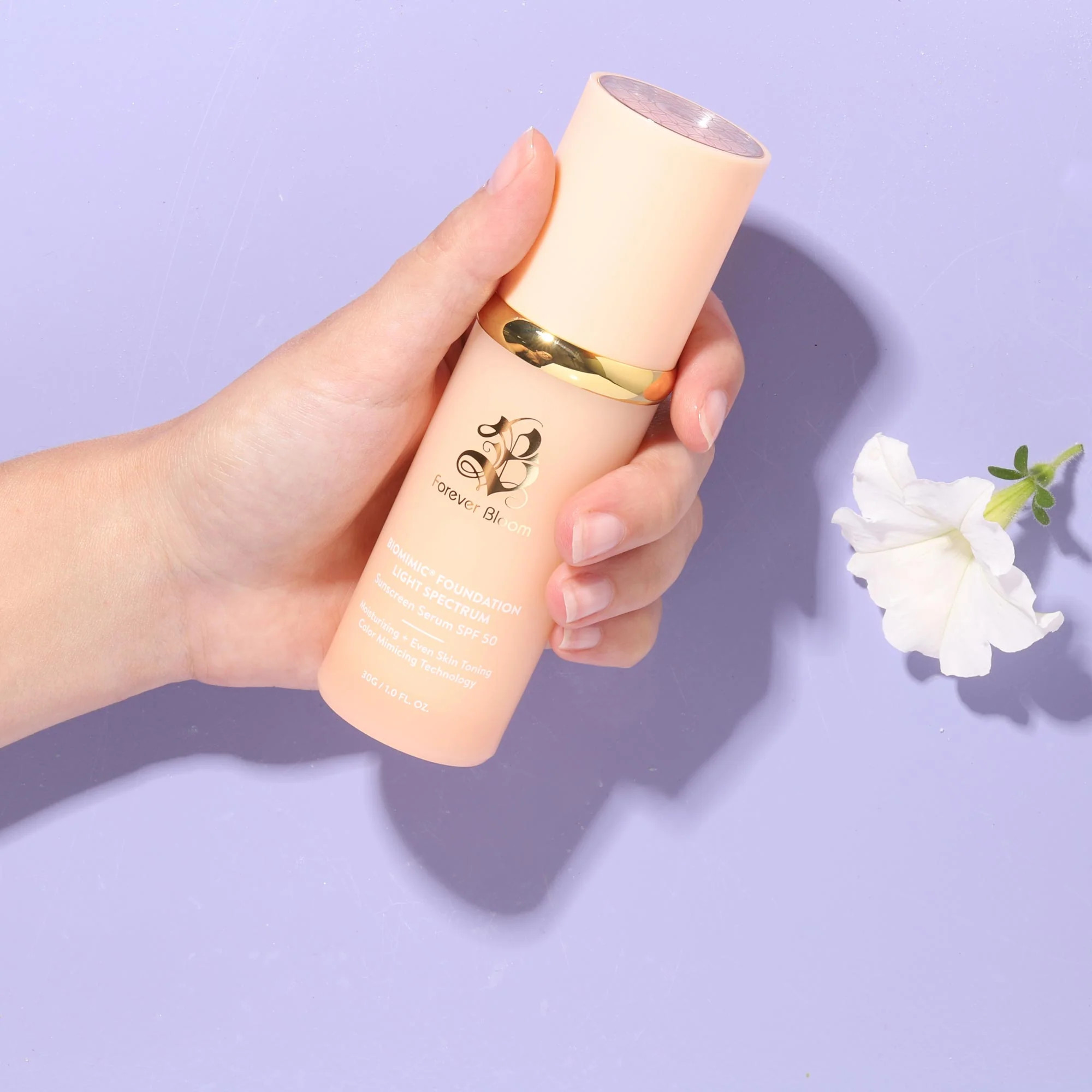 BioMimic Liquid Foundation Sunscreen-Forever Bloom-Moisturizing-Light Spectrum | Forever Bloom