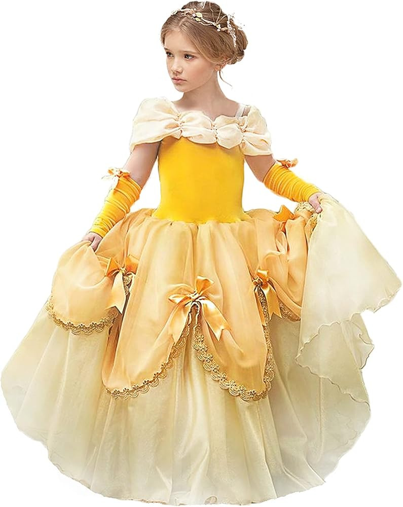 Princess Belle Dress up Halloween Fairy Costume for Toddler Girls, Special Occasion Dresses Birth... | Amazon (US)