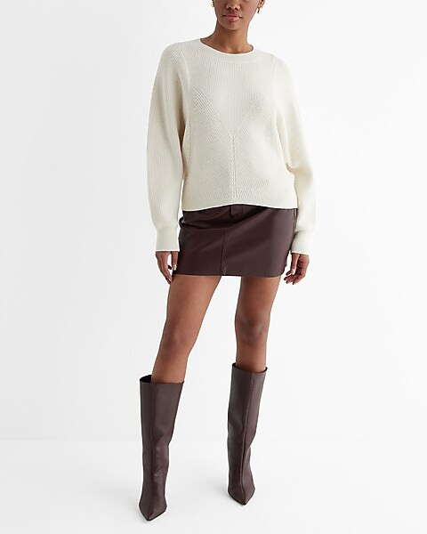 Ribbed Crew Neck Long Sleeve Sweater | Express