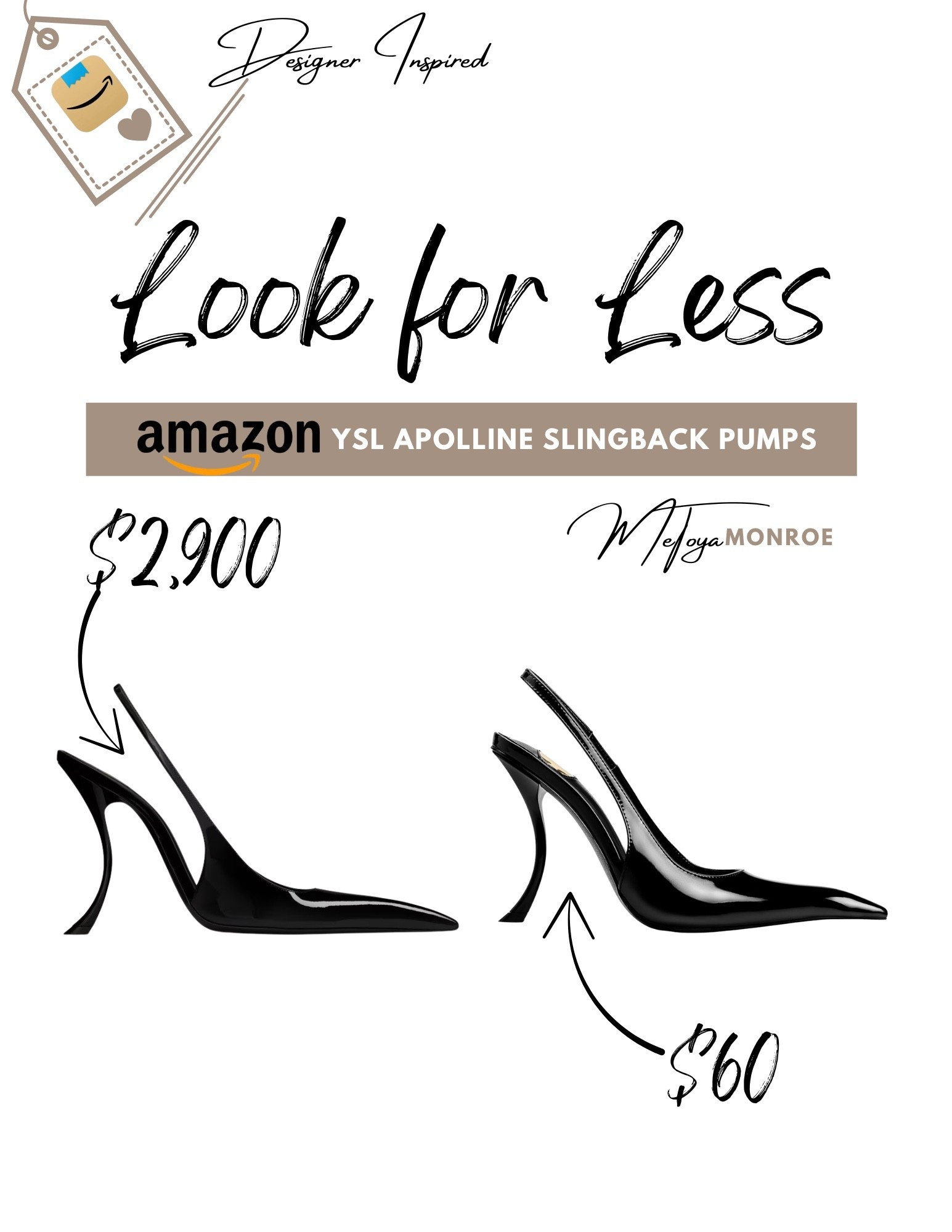 Sharing an amazing Amazon Look for Less for the new YSL Apolline Slingback Pumps! 