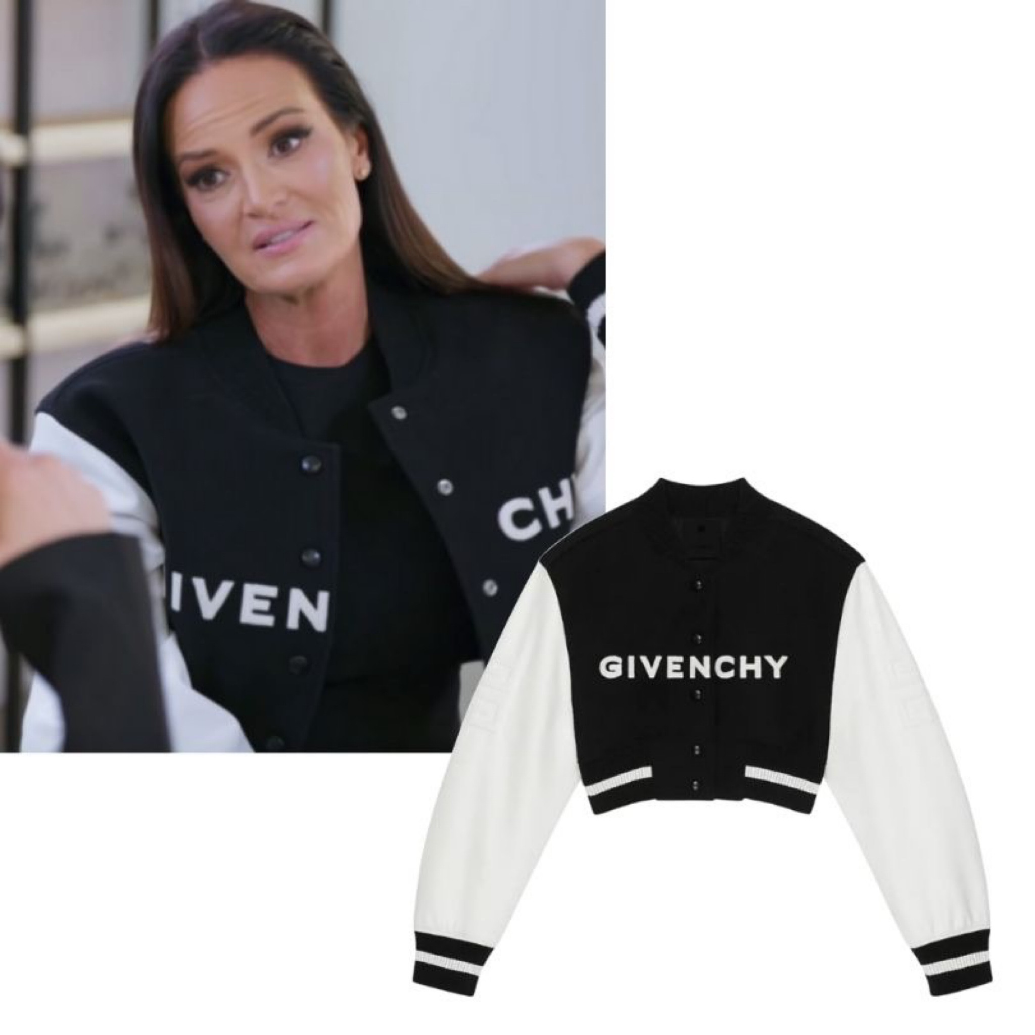 Lisa Barlow’s Black and White Givenchy Varsity Jacket
