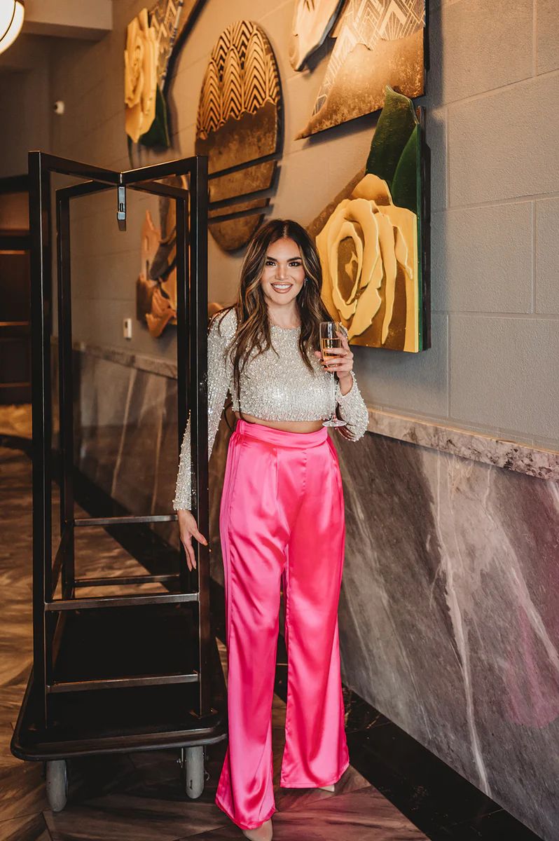 Think Pretty Hot Pink Pleated Trouser | Apricot Lane Boutique