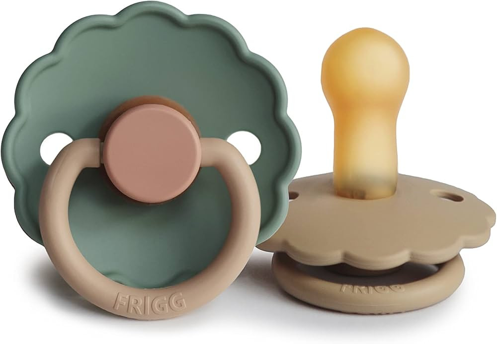FRIGG Daisy Natural Rubber Baby Pacifier | Made in Denmark | BPA-Free (Willow/Croissant, 6-18 Mon... | Amazon (US)