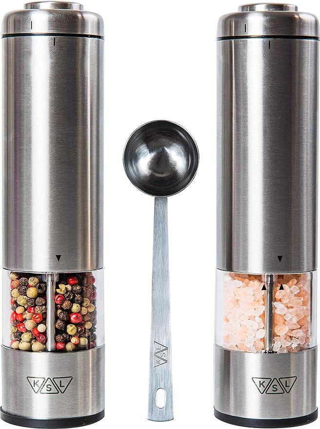 KSL Electric Salt and Pepper Grinder Set - Battery Operated Mill, Automatic Powered Shakers w/Lig... | Amazon (US)