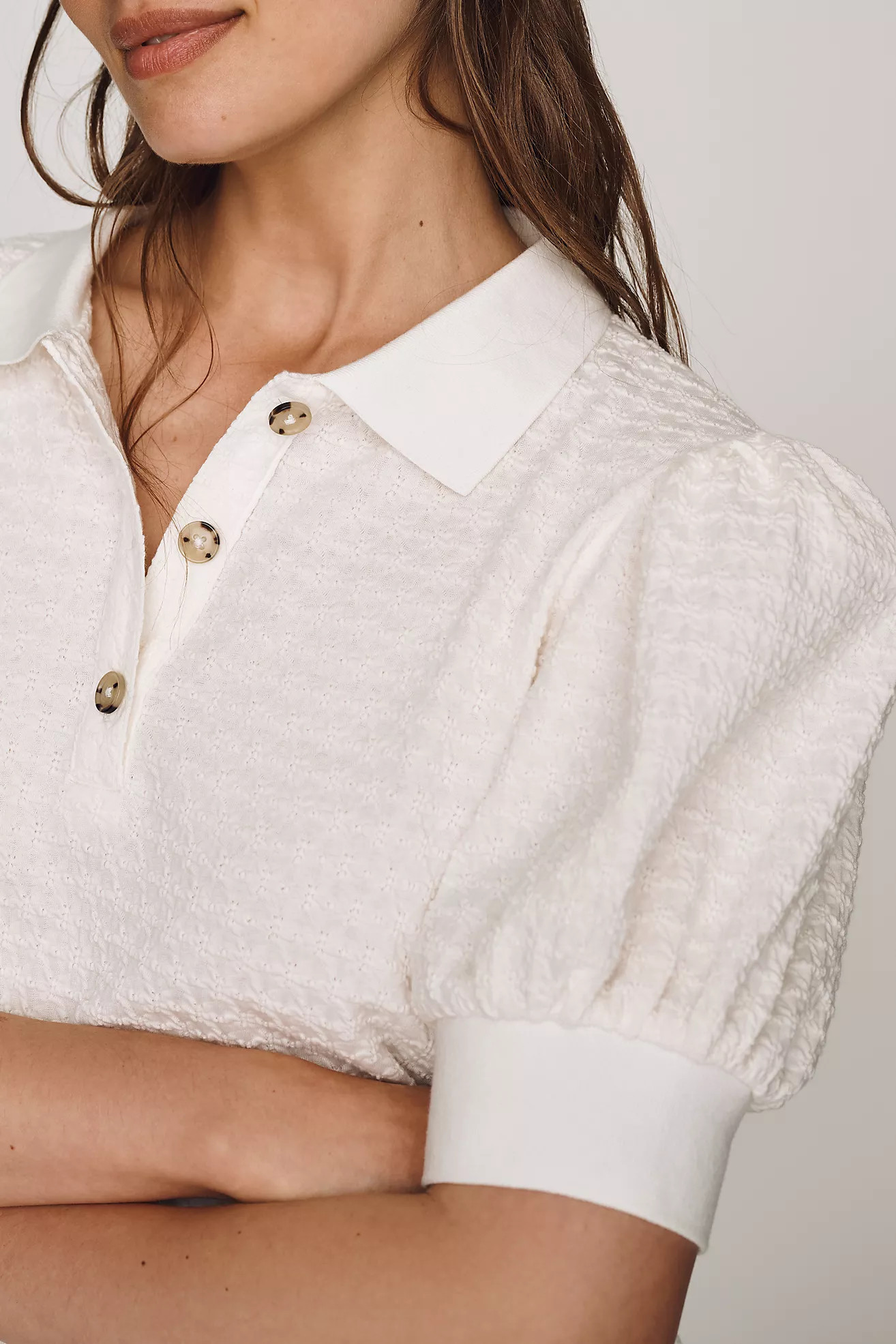 Maeve Puff-Sleeve Collared Top | Anthropologie (US)