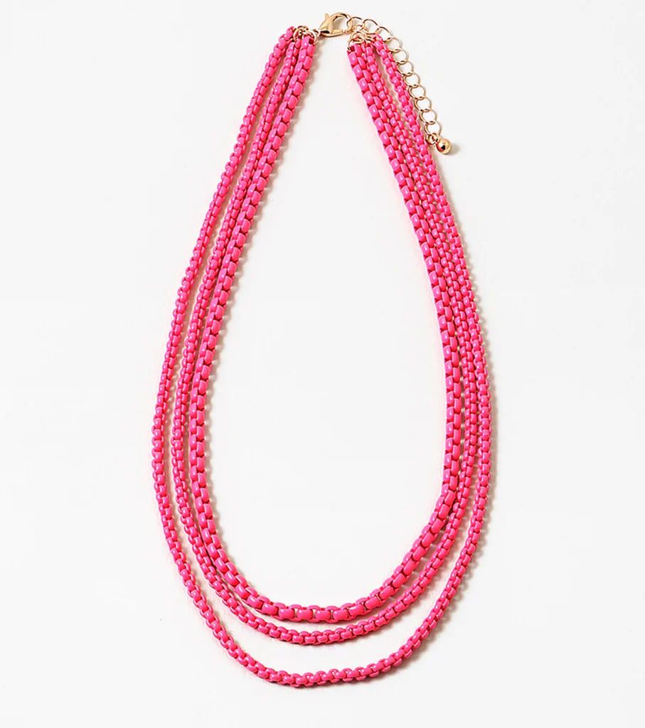 Hot Pink Triple Stand Necklace | Erin McDermott Jewelry