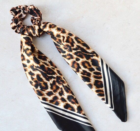Hair Scrunchie Scarf Animal Print Ponytail Hair Tie | Etsy ROW