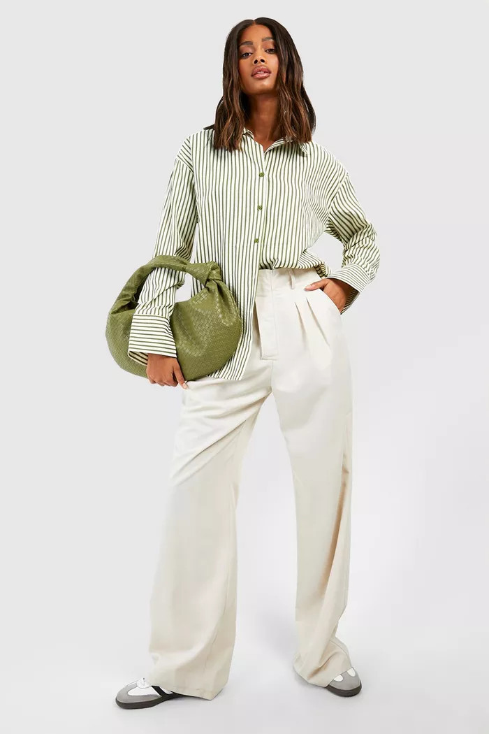 Oversized Striped Pocket Detail Shirt | boohoo (US & Canada)