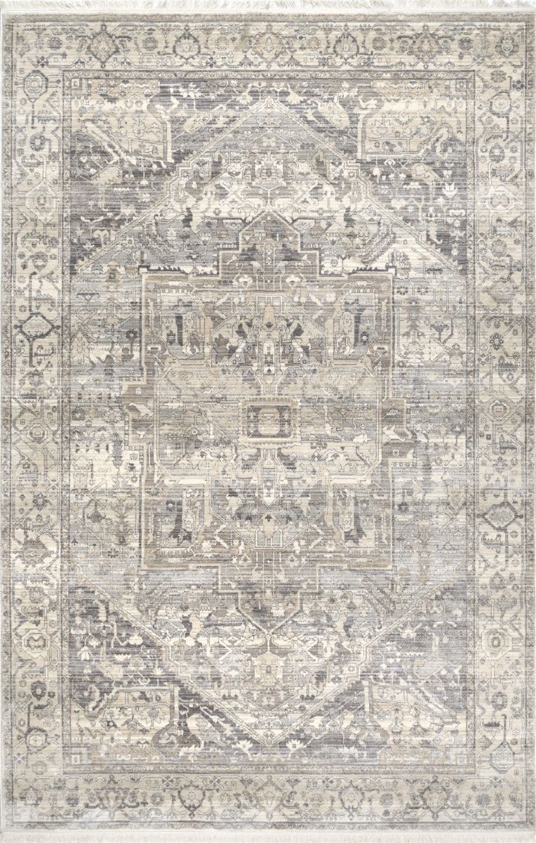 Silver Tribal Medallion 6' 7" x 9' 4" Area Rug | Rugs USA