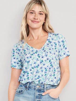 Luxe V-Neck Floral T-Shirt for Women | Old Navy (US)