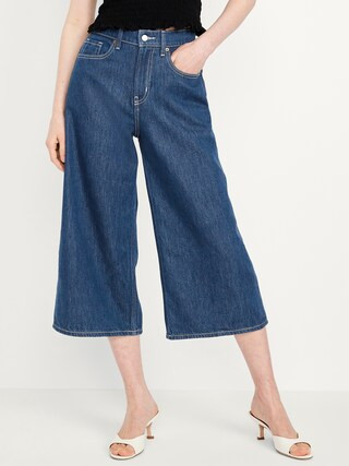 High-Waisted Baggy Wide-Leg Culotte Jeans | Old Navy | Old Navy (US)