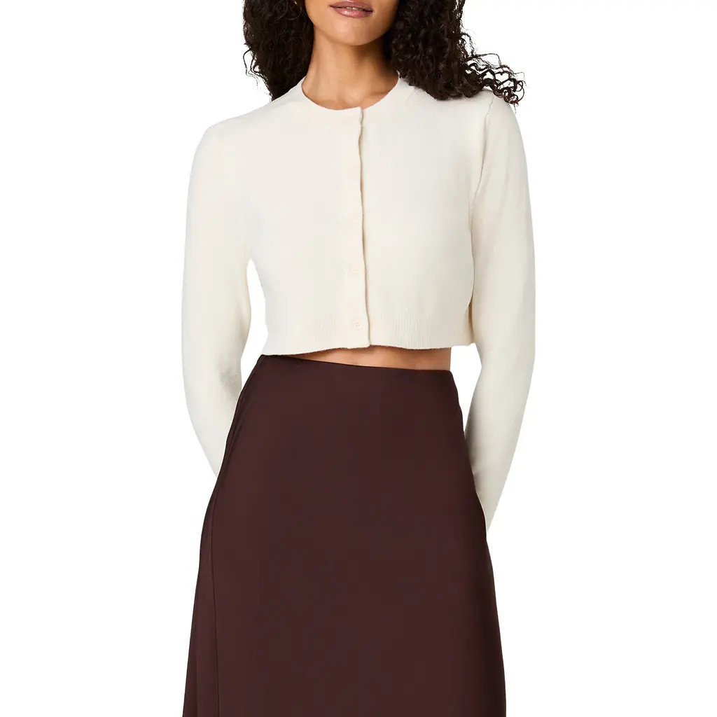French Connection Babysoft Cropped Cardigan in Porcelain Cream at Nordstrom, Size X-Large | Nordstrom