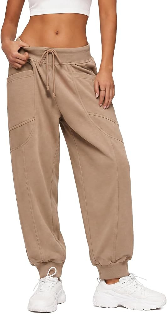 Fisoew Womens High Waist Sweatpants Workout Cinch Bottom Joggers Pants | Amazon (US)