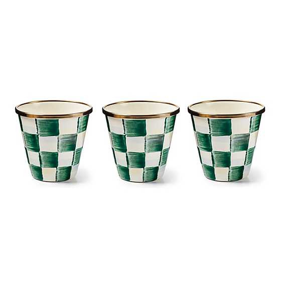 Emerald Check Herb Pots, Set of 3 | MacKenzie-Childs